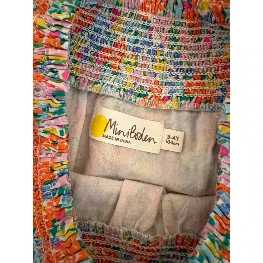 Mini Boden Smocked Neck Floral Top, Size 3-4